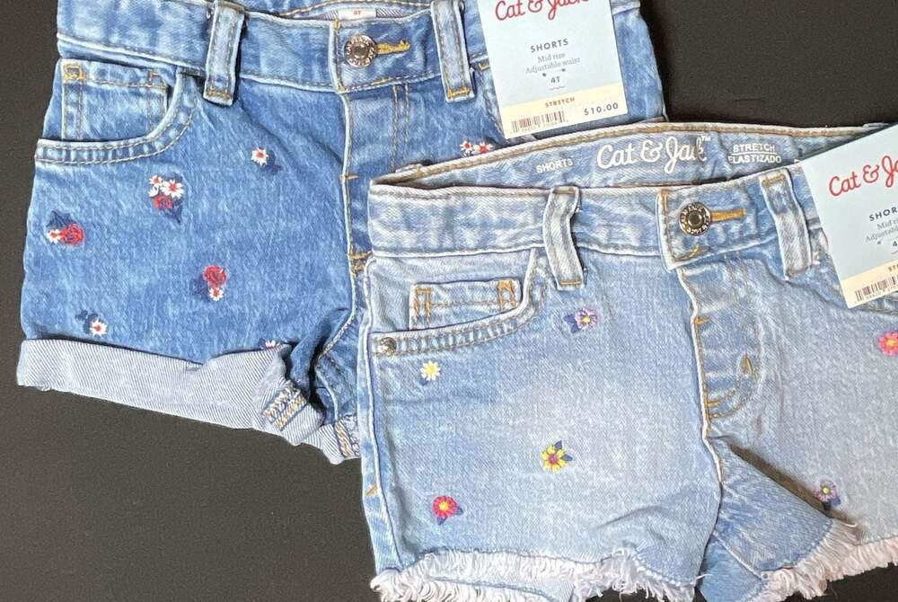 Cat & Jack Toddler Girls Floral Embroidered Denim Shorts Size 4T Lot of 2